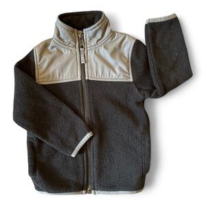 Toddler sz 2T warm black and grey zip up fleece jacket with pockets
